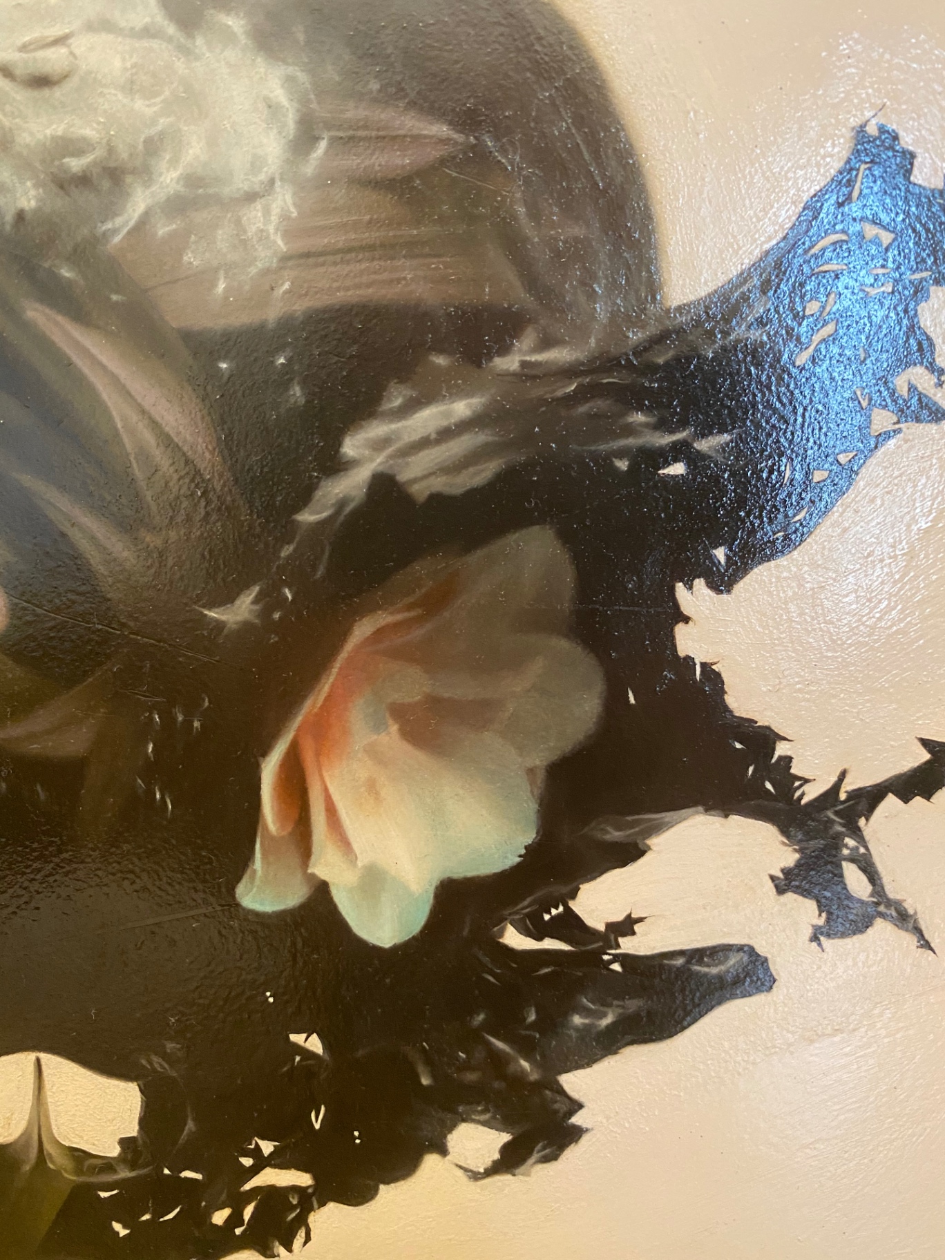 Macro detail of the bloom emerging from the fracture